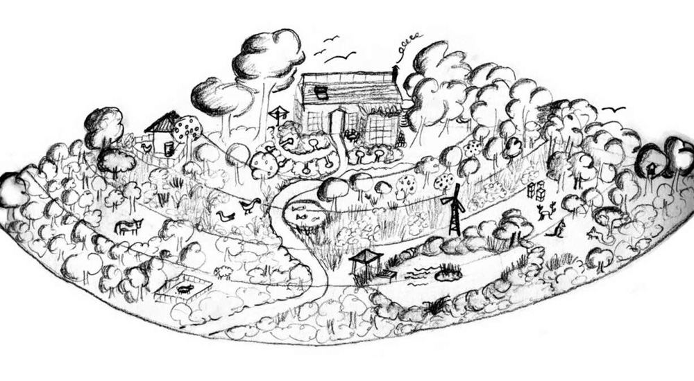 Shéma d'un jardin en parmaculture