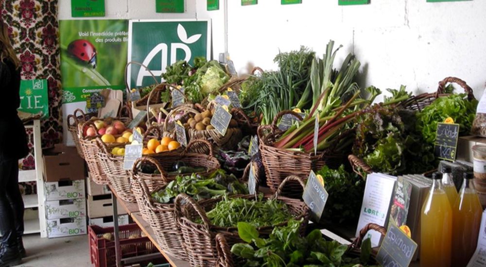 Fruits et légumes sur un étal