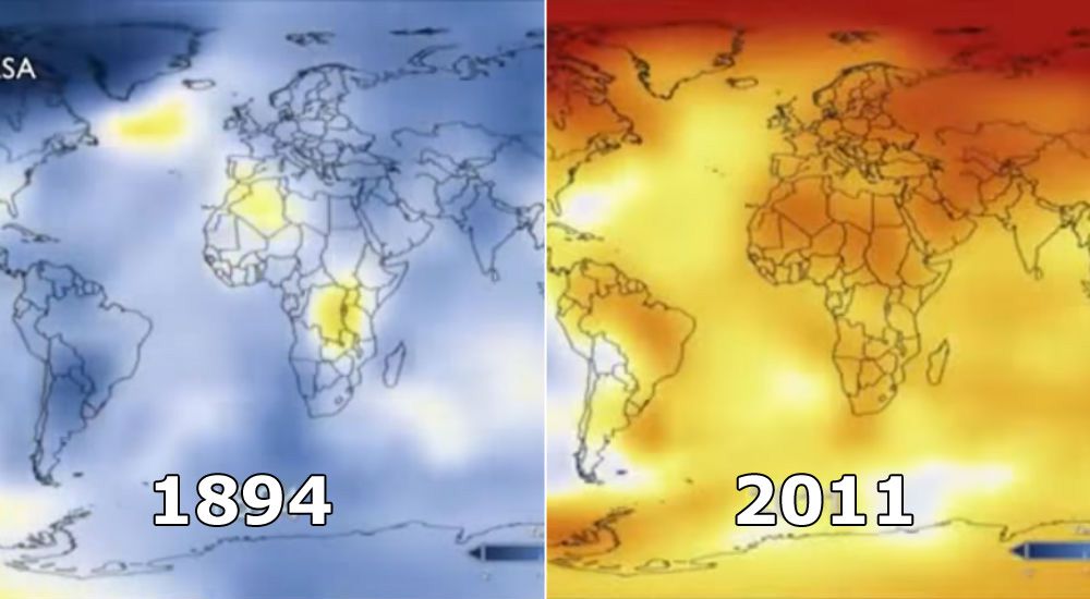 Comparatif de vues satellite planétaire entre 1894 et 2011