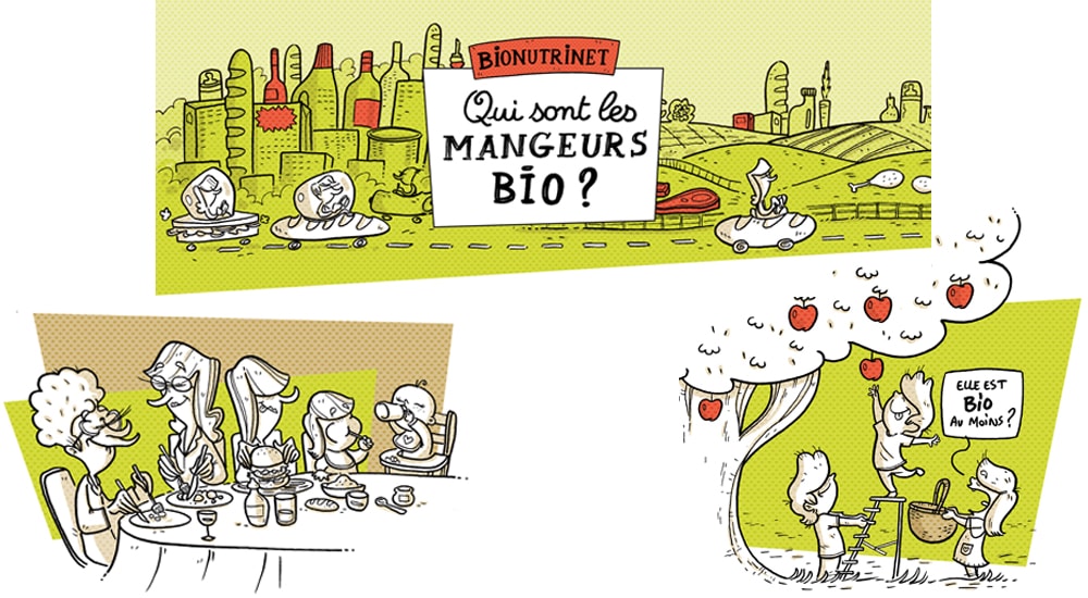 BD qui illustre les consommateurs bio