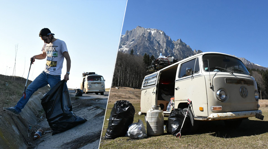 Il voyage en van à travers l’Europe pour ramasser les déchets