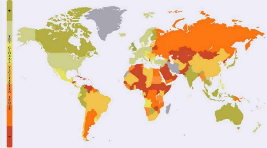 Découvrez la carte des pays les plus veggies au monde
