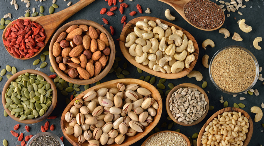 fruits à coques, noix et graines bonnes pour le coeur