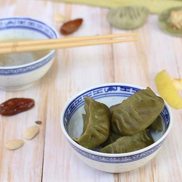 Raviolis chinois au thé matcha et pommes - Framboises et Bergamote