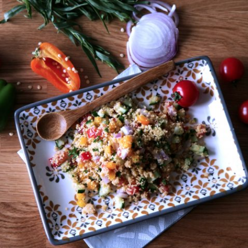 Taboulé au couscous lentilles corail pois chiches