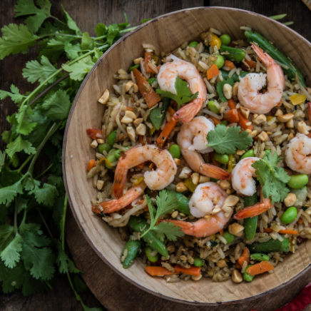 Riz Thaï Coco Citronnelle Aux Légumes et Aux Crevettes