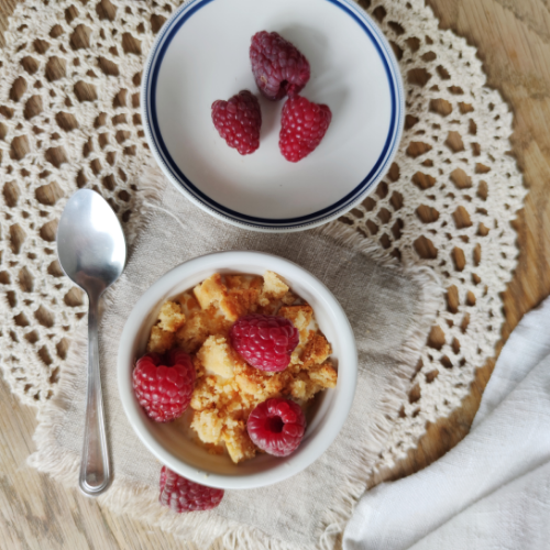 Fromage blanc aux framboises et sablés