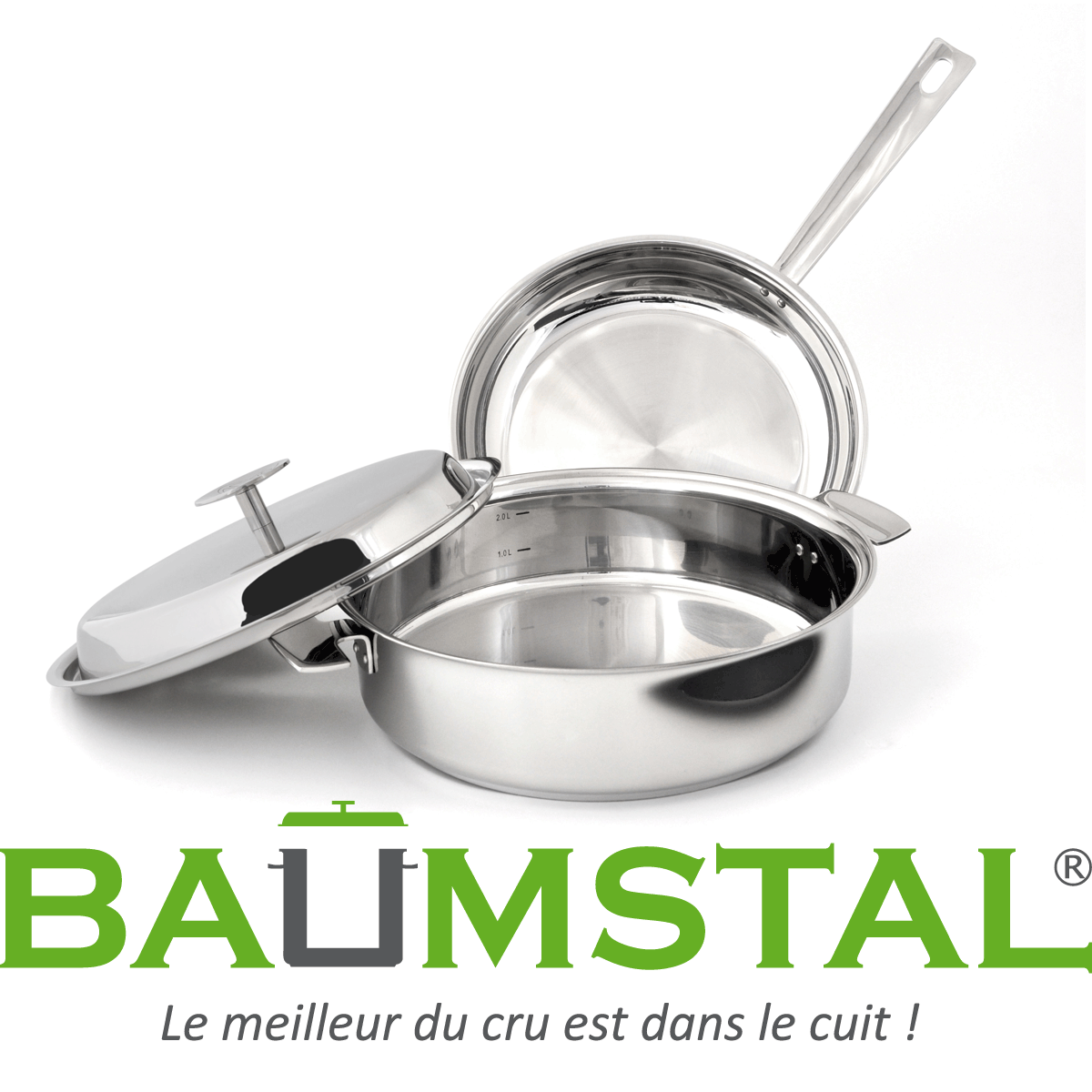 Sauteuse + couvercle inox 28 cm - Baumstal